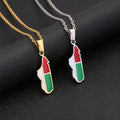 Enameled Madagascar Map Chain Necklaces Stainless Steel 18K Gold Plated Enamel Madagascar National Flag Map Pendant Necklace