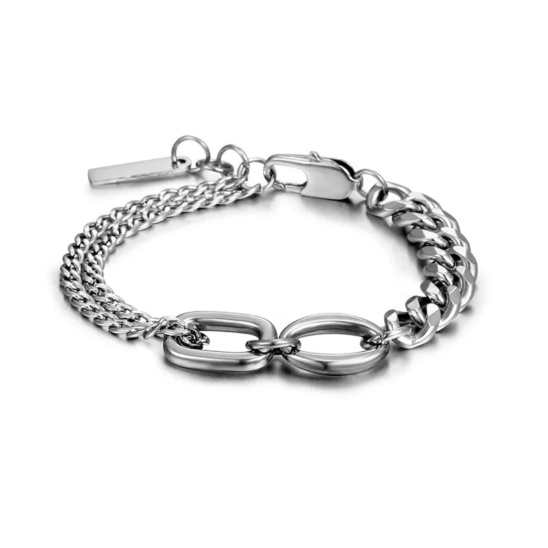 Hip-Hop Punk Style Stainless Steel Anti Tarnish Jewelry Men's Bracelet Fashion Unisex Polished Cuban Link Chain Bracelet