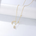 Minimalist S925 Sterling Silver Moon & Star Cubic Zirconia Pendant Necklace 14K Gold Plated Charm Necklace with Link Chain Girls
