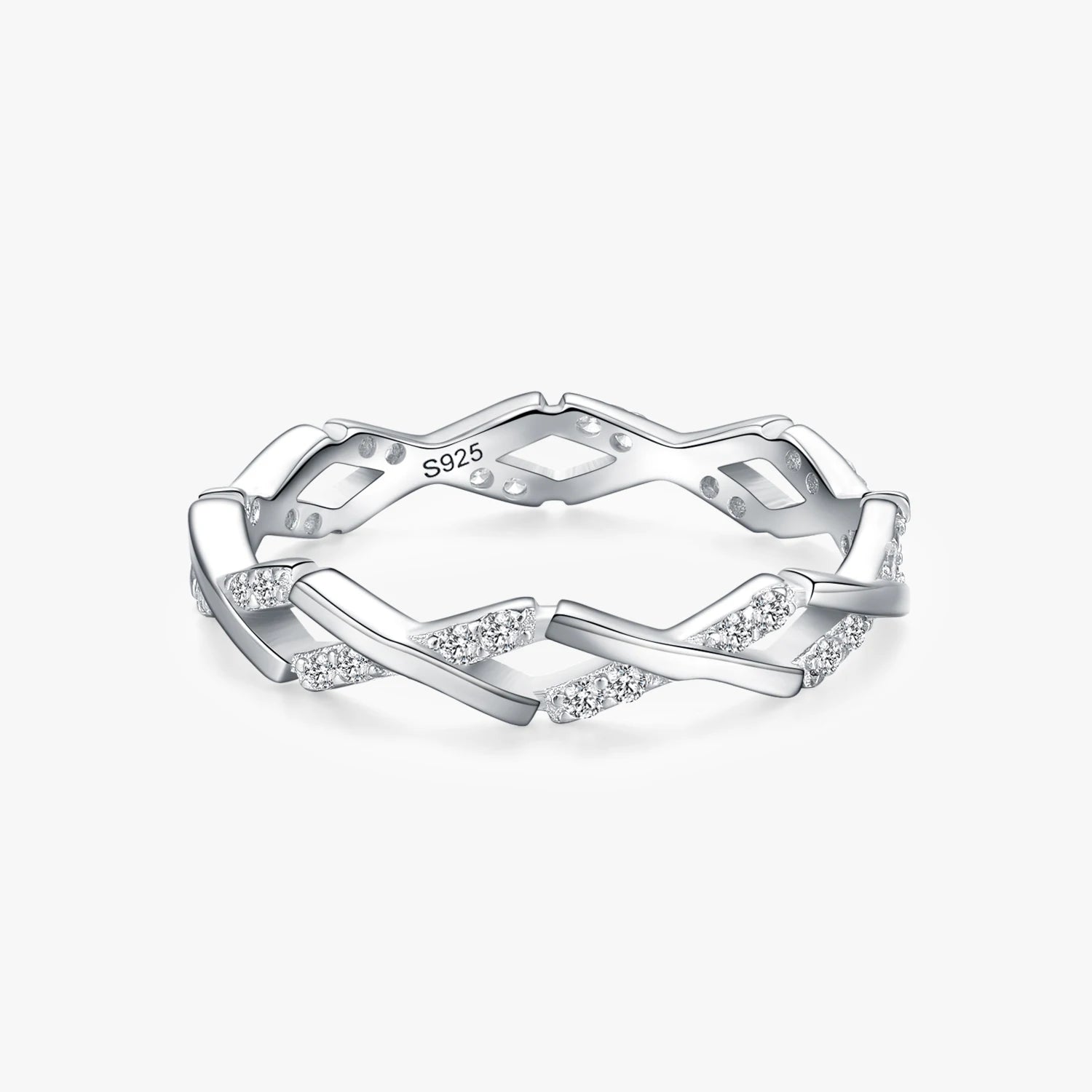 Ailmay Classic Luxury Full Cubic Zirconia Ring 925 Sterling Silver CZ Finger Rings for Women Girls Party Accessories Jewelry