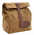Insulated Brown Rolltop Waxed Canvas Thermal Lunch Cooler Bag Environmentally Friendly for Hot Food