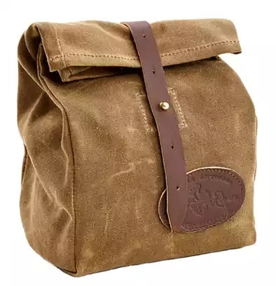 Insulated Brown Rolltop Waxed Canvas Thermal Lunch Cooler Bag Environmentally Friendly for Hot Food