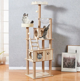 Cat Climbing Frame Nest Pet Tree Integrated Scratching Column Large Cat Scratching Board Toy Villa Pet Cat Climbing Frame Box