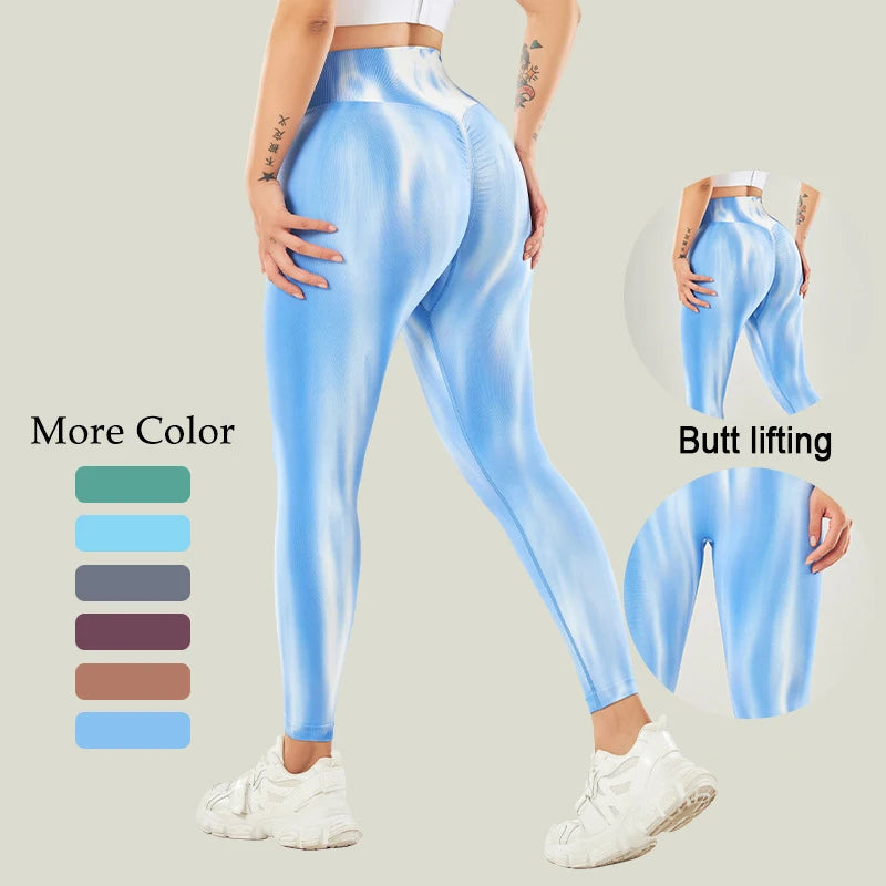 2023 New Fashion Solid Sets Seamless High Waist Workout Push up Yoga Scrunch Butt Leggings Spandex/Nylon Breathable for Women