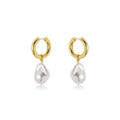 Wholesale Bulk 14k Gold Stainless Steel Pearl Earring Chunky 18K Gold Plated Hoop Earrings Trendy for Women