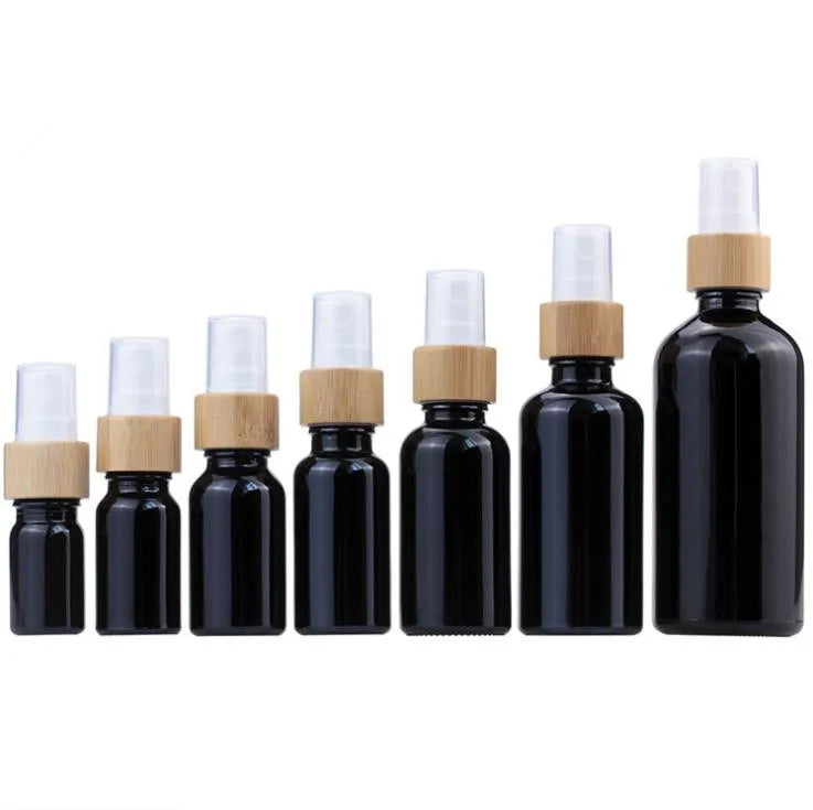 In Stock5ml 10ml 15ml 20ml 30ml 50ml 100ml Frosted/amber/blue/green Glass Essential Oil Spray Bottle With Real Bamboo Spray Top