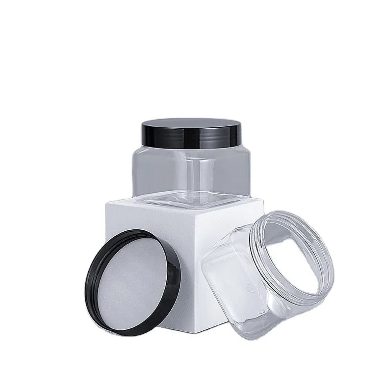 Wholesale 150g square Wide Mouth PET Transparent Face Cream Cosmetics Jars Skin Care Products Food Outer Package