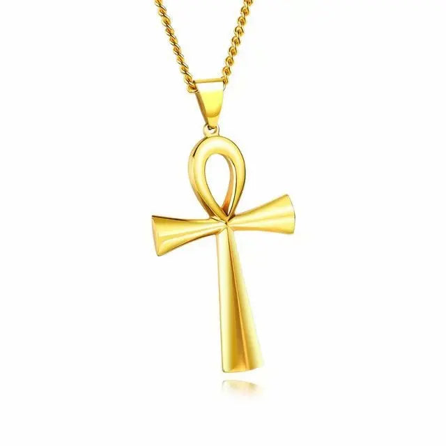 Fashion Jewelry Ankh Necklace Plated Gold Silver Black Prayer Choker Cross Pendant Necklaces for Men
