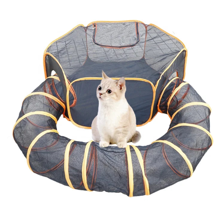 Cat Tent With Tunnel for Outdoor Cat Enclosures Portable Playpen Play Tents for Indoor and Outdoor Cats Rabbits Ferrets