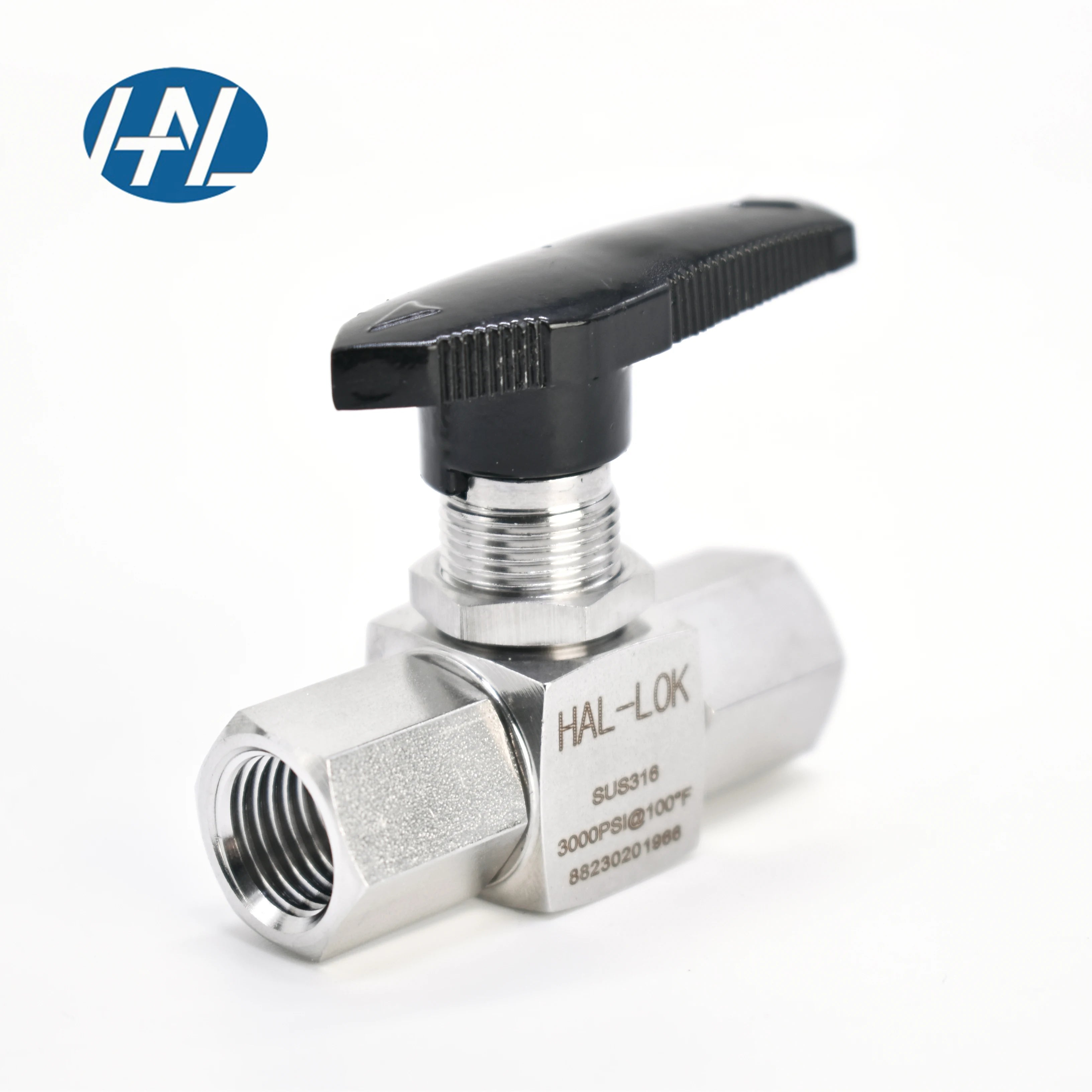 SS316L Stainless Steel Female Ball Valve 3/8in. NPT High Pressure Manual Straight High Temperature Industrial Use for Gas