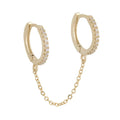 Gold Plated 925 Sterling Silver Geometric Single Tassel Chain Hoop Earrings Rose Gold Plated Micro Insert Unisex Women's Trendy