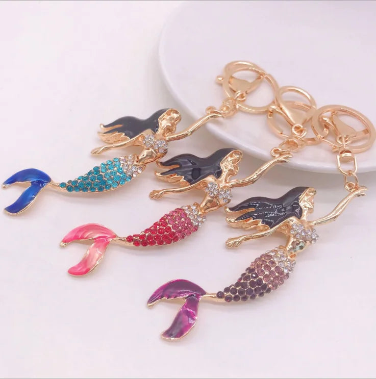 Creative Gift Mermaid Car Keychain Mermaid Lady Bag Accessories Metal Turtle and Dolphin Key Chain Pendant