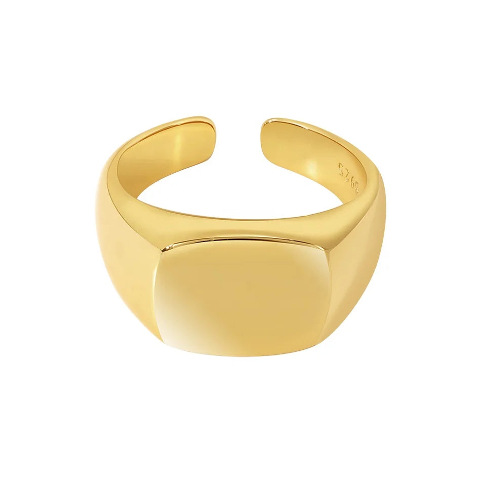 Nagosa Vintage 925 Sterling Silver Wholesale Rings 18k 14k Gold Vermeil Rectangle Signet Ring for Women