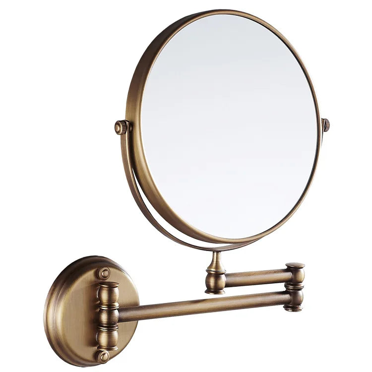 8-Inch Modern Round Illuminated Bathroom Makeup Mirror Double-Sided Wall-Mounted Beauty Mirror 3x Magnification Retractable