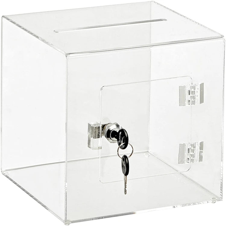 Custom Acrylic Transparent Clear Church Offering Box Business Clear Safe Large Donation Box Suggestion Ballot Box With Lock