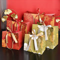 Luxury New Year Red Color Shopping Paper Bags Packaging Gift Bag With Handles