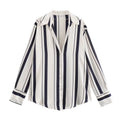 RNSHANGER Women Oversize Striped Shirt Vintage Lapel-neck Button-up Female Blouses Spring Long Sleeve Female Shirts