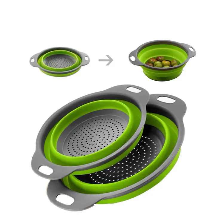 Hot Selling Eco-Friendly Double Fruit Vegetable Drain Basket Hooks Circular Plastic Folding Design for Home Kitchen Dishwasher