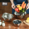 SHIMOYAMA Cooking Salad Bowl 304 Stainless Steel Strainer Portable Anti-scalding Mixing Bowl Set