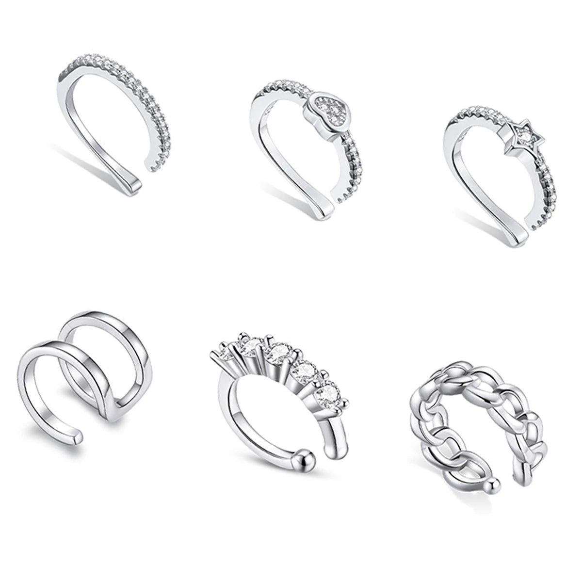 Mono-earring Silver Simple Ear Clip Earring 925 Sterling Silver Zircon Earrings Gift for Girl Fine Woman Jewelry SCE1022
