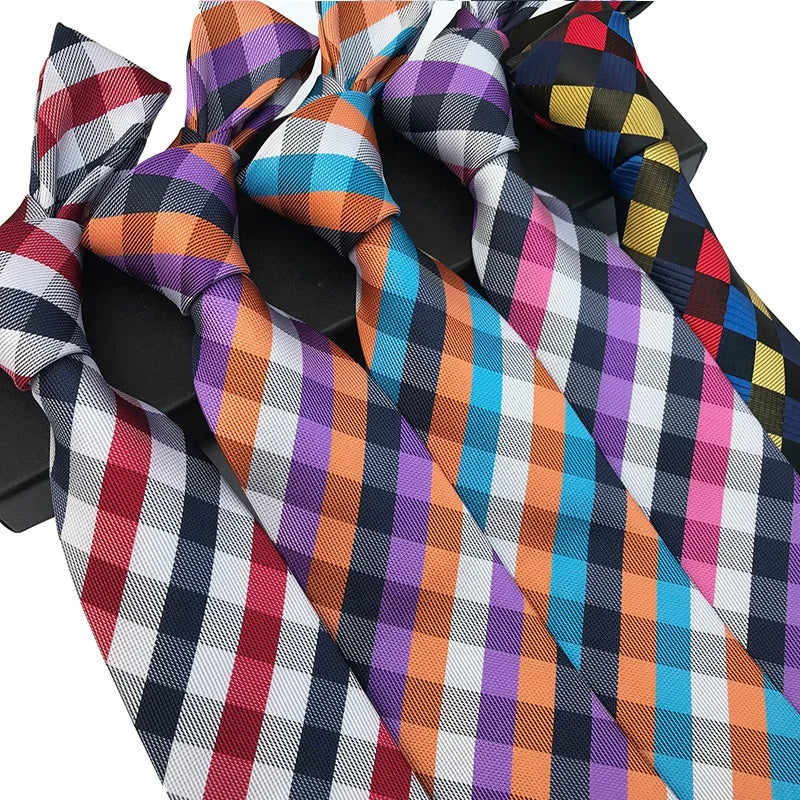 Top Selling Wholesale the Neckties Polyester Gravatas Classic Necktie Display Design Sample Checked Man Tie Plaid Tie