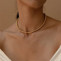 Shangjie OEM 2022 Fashion 5mm Copper Women Jewelry 18k Gold Plated Bead Necklace