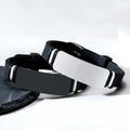 Custom Black Stainless Steel Fashion Bangle Wide Personalized Soft Silicone Rubber Wristband for Men Gents Dad or Husband
