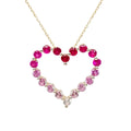 Lovely Gradual Pink Sapphire Necklace Heart Shape Real 14k Gold Necklace