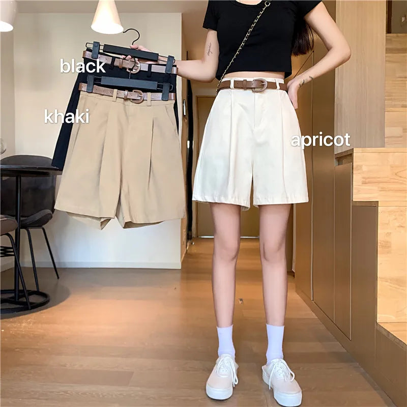 10%OFF Spring and Autumn New Suit Women's Shorts Korean Version High Waist Loose Straight Wide Leg Pants Casual Five-point Pants