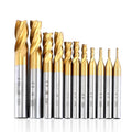 Carbide Square End Mill Set Power Milling Machine Upcut CNC Router Bits with Titanium Coating