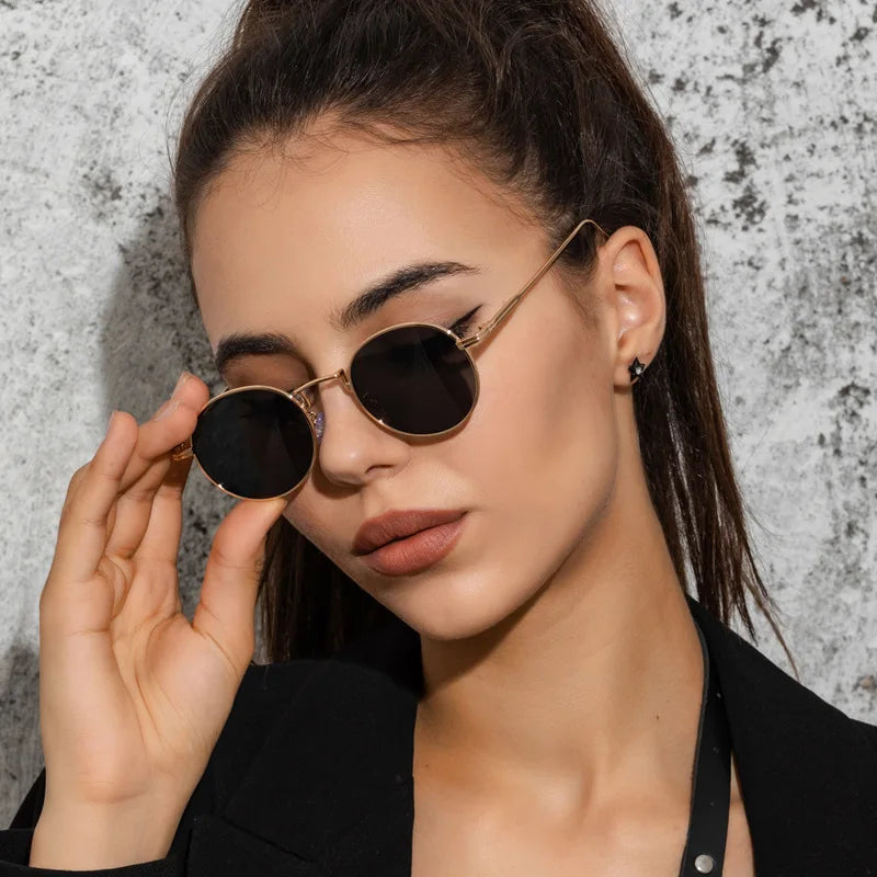 UNOC Newest Woman Personalized Vintage UV400 Full Rim Fashion Sunglasses Small Frame Street Snap % UV Protection Unisex
