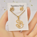 Rinhoo Gold Plated Stainless Steel Necklace Mother's Day Gift Love Heart Elephant Women Men Couple Necklace Earring Jewelry Set