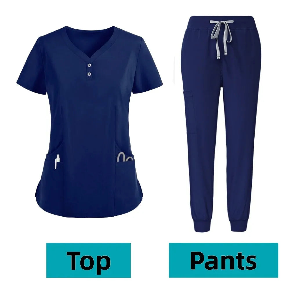 Scrub for Women Scrubs Top with Classic V-Neck & Yoga Jogger Pants Medical Nursing Uniform Scrub Set