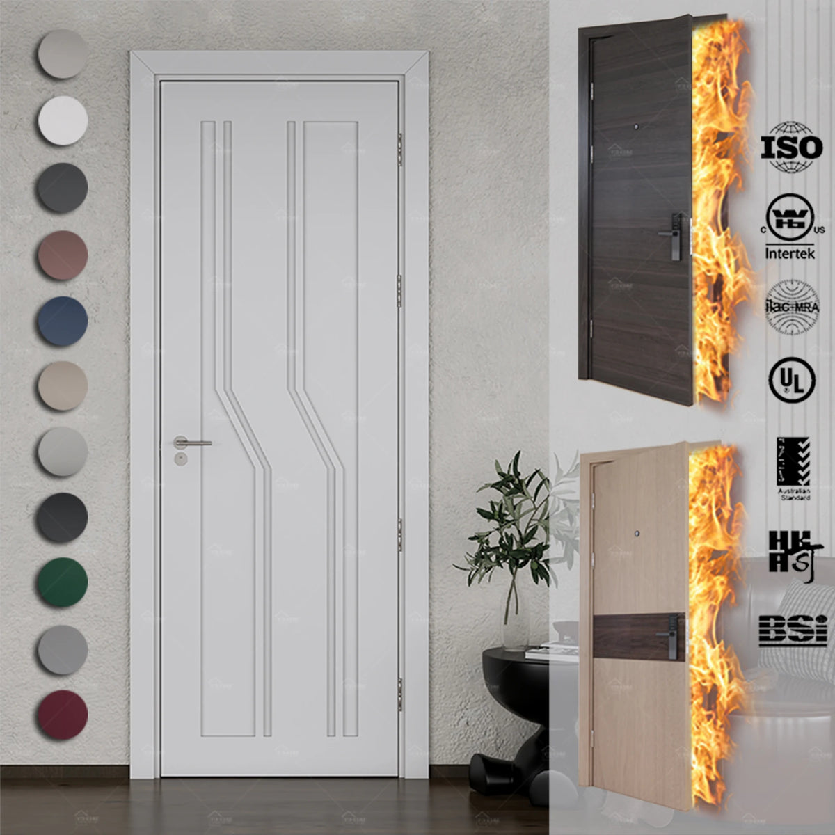 French Style Internal Doors Hotel Apartment Furniture Door Design Modern Soundproof Mdf Wooden White Interior Doors