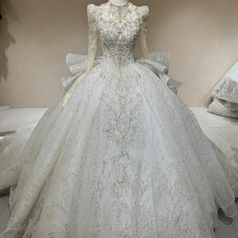 Jancember DW0010 Vintage Long Sleeve Empire Ball Gown Women's Wedding Dresses