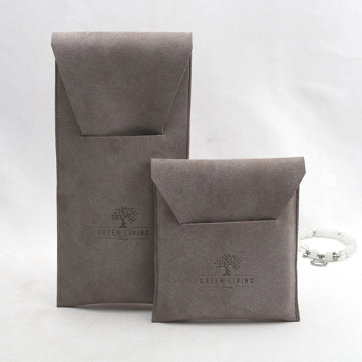 Custom Logo Printed Envelope Flap Microfiber Jewelry Pouch Microfiber Envelop Gift Packaging Dust Bags