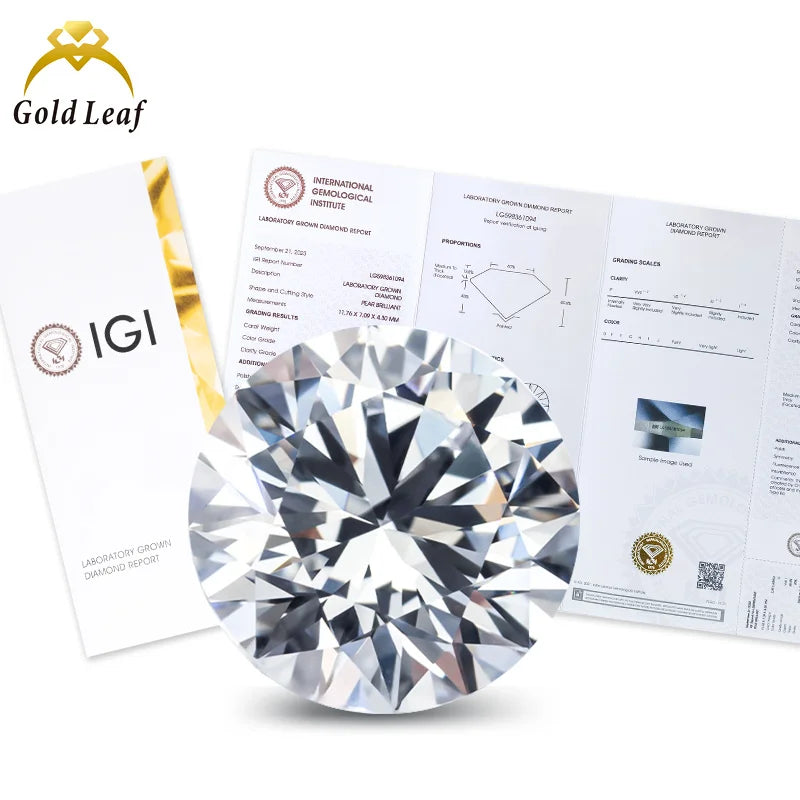 Goldleaf Wholesale Price IGI  Certified Lab Diamonds  D Color  VVS 1CT Loose Diamond Round Cut HPHT CVD Lab Grown Diamond