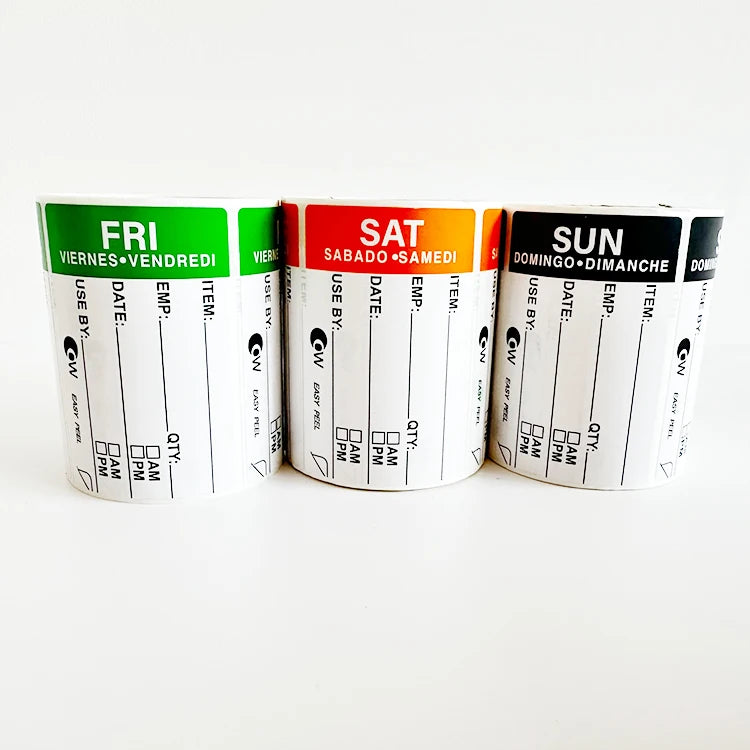 Glossy Food Date Labels Expiration Reminder Stickers for Weekdays and Weekends