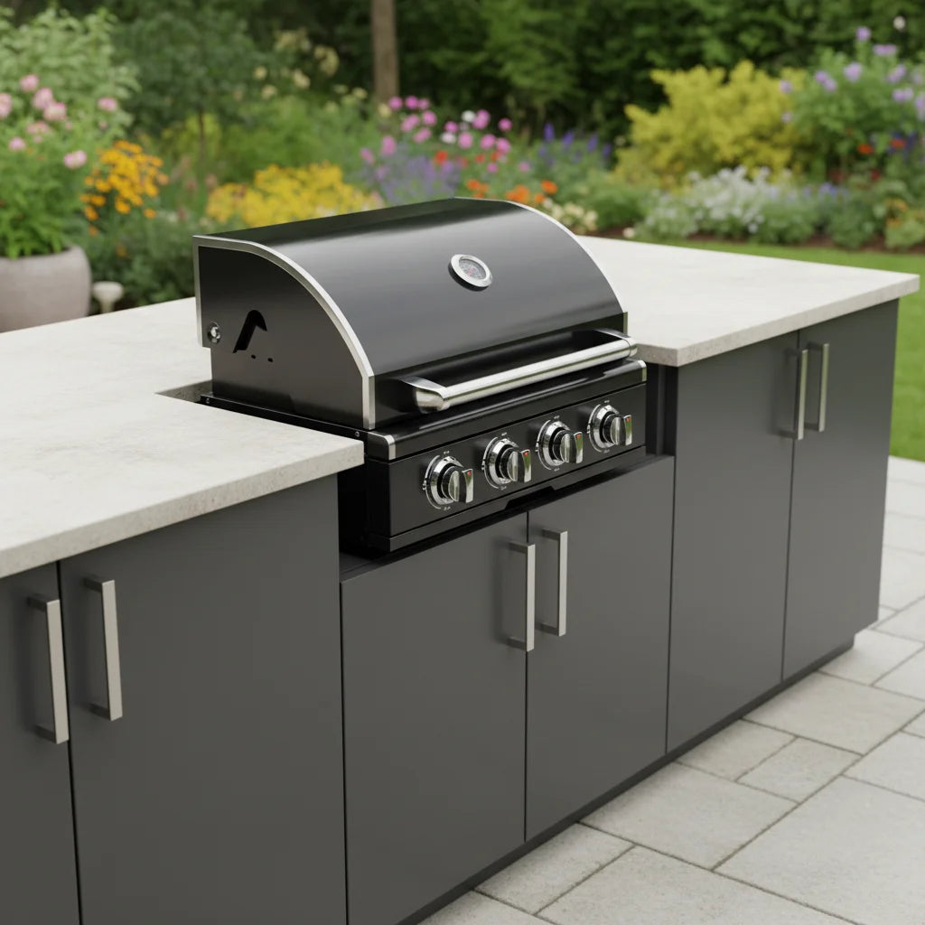 24.5 INCH Outdoor Dual Fuel Gas & Charcoal Grill with 40000 BTU High Heat Output Large Cooking Area for Outdoor BBQ