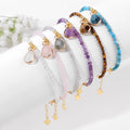Dainty Natural Crystal Gemstone Gold Beads Bracelet Teardrop Charm Rose Quartz Stone Beaded Bracelet for Women Gift