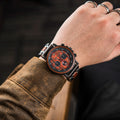 Luxury Men's Business Customized Logo Sport Fashion Quartz Analog Chronograph Watch 44mm Chenlong 3BAR Water Resistant Wood