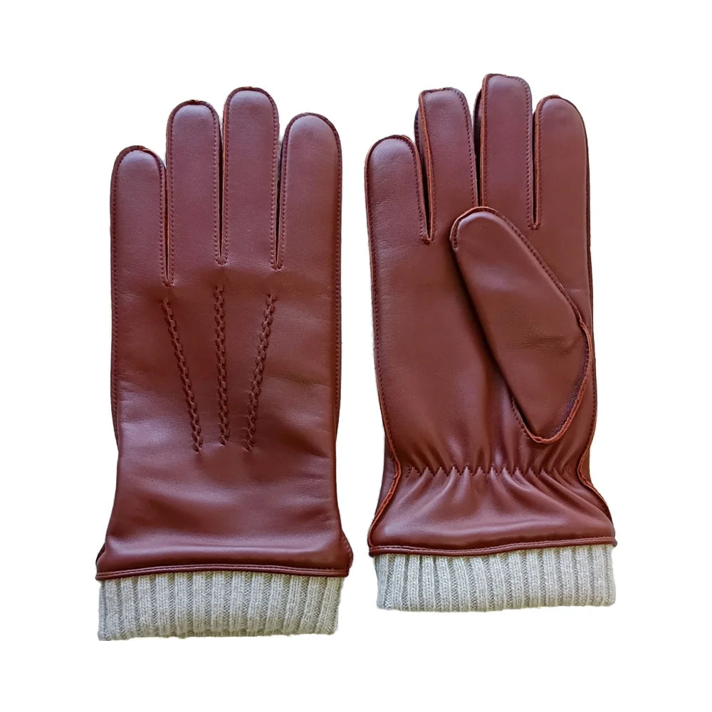 Sample Support Genuine leather gloves women men driving gloves knitted cuff lining sheep leather gloves