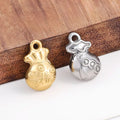18K Gold Plated Stainless Steel Chinese Lucky Bag Charms Wallet Money Fortune Purse Pendants for Necklace Jewelry Making