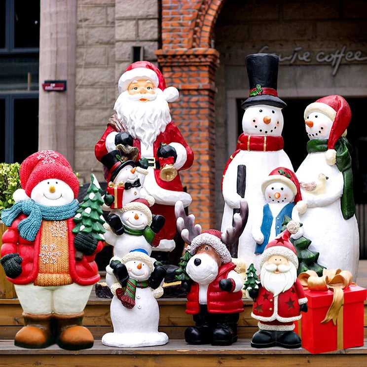 Christmas Props Artificial Figures Life Size Resin Fiberglass Santa Claus Sleigh Sculpture for Sale