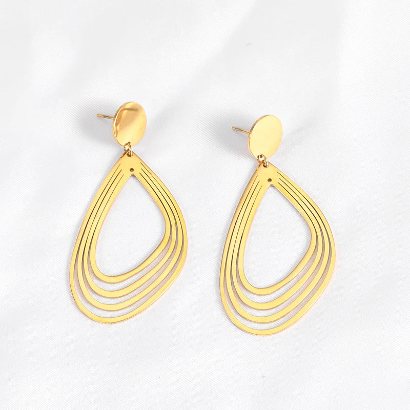 High Quality Fashion Big Chunky Earrings Hollow 18k Gold Plated Stainless Steel Jewelry Big Boho Earrings for Women