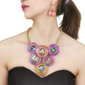 HANSIDON Personality Accessories Statement Jewelry Sets Crystal Beads Pendant Necklace Spiral Round Drop Earrings Fashion Set