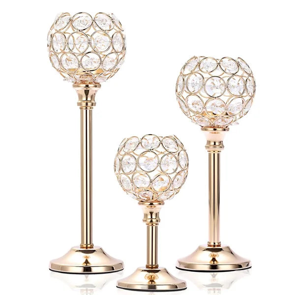NEW Crystal Tealight Candlestick Holders Pillar Candlesticks for Centerpieces Christmas Home Decor Party Housewarming Gift
