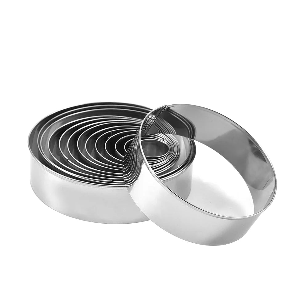 14-Piece 18/8 Stainless Steel Biscuit & Cookie Cutter Set Donut & Ring Molds for Baking & Pastry Tools