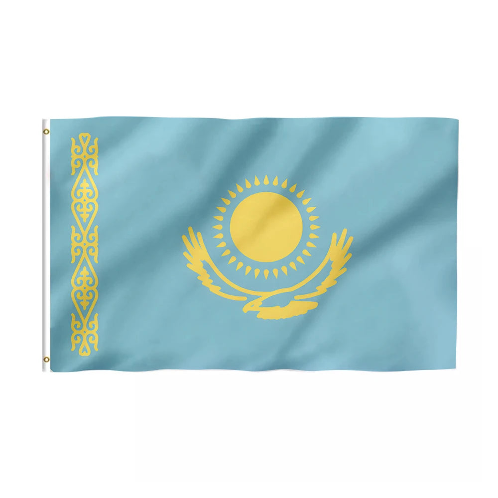48h Fast Delivery Promotional Product 3x5 Ft Kazakhstan Flag 100% Polyester With Brass Grommets Kazakhstan Flag