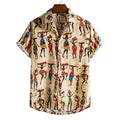 Fashion Patchwork Breathable Men Printed Shirt Summer Casual Streetwear Linen Short Sleeve Top